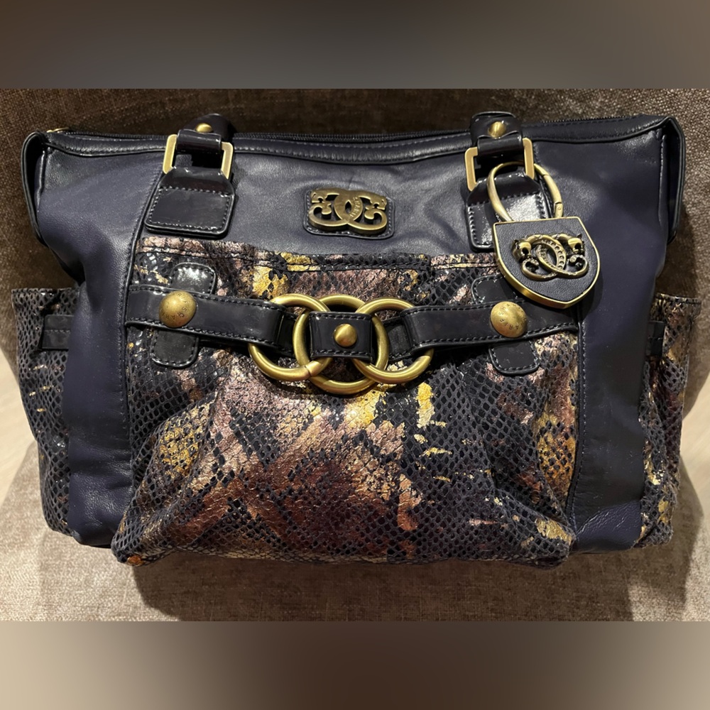 Sharif Black and Gold Shoulder Bag